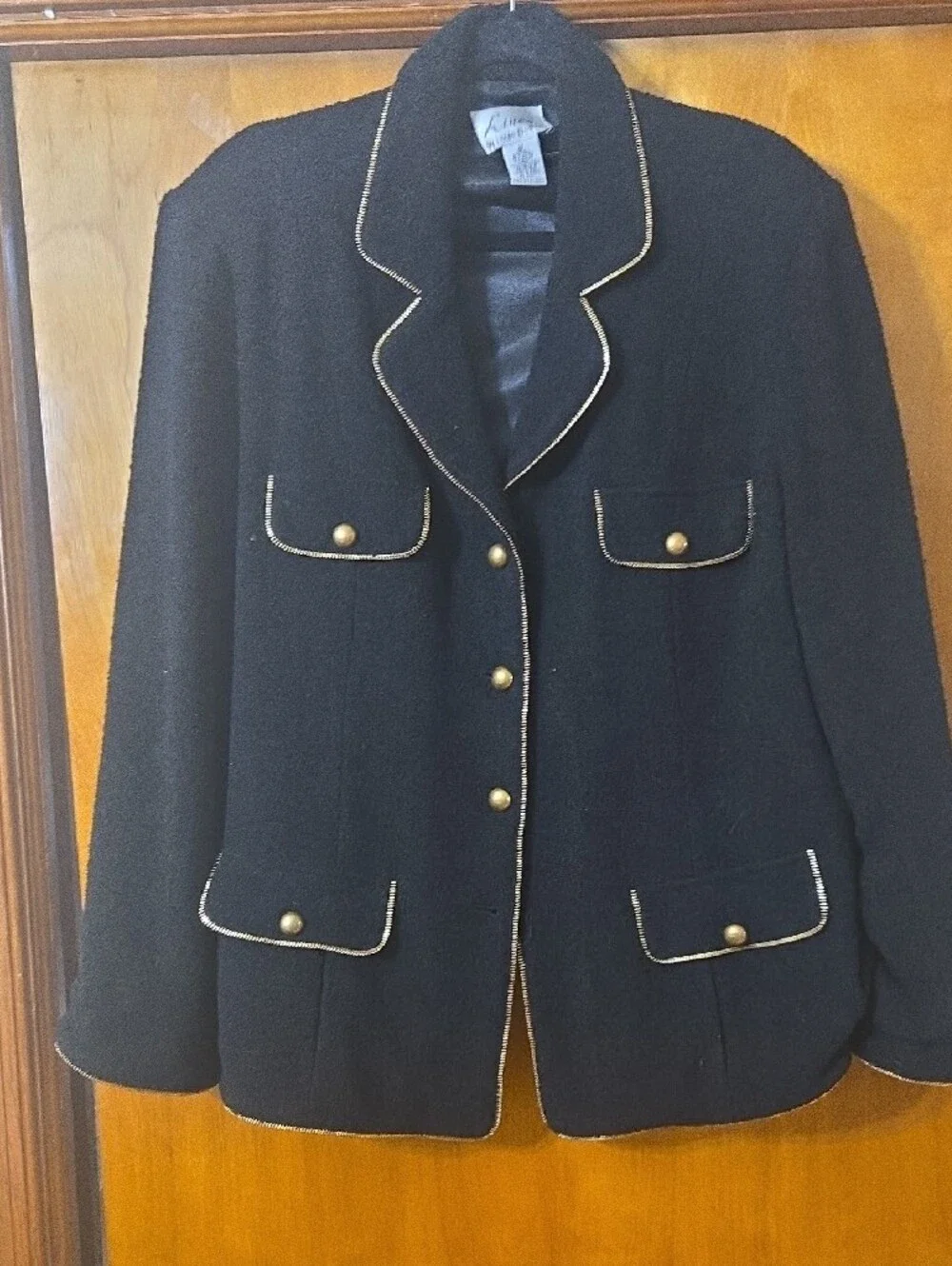 Linea by Louis Dell'Olio     Black Jacket with Gold Trim
